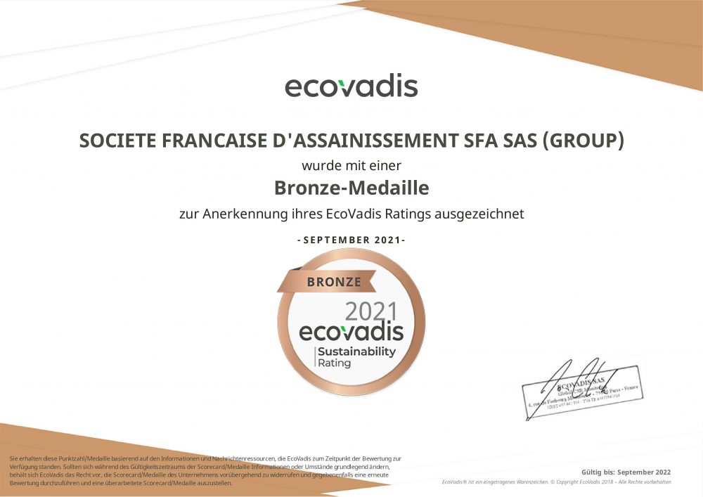 Récompense de la RSE par EcoVadis
