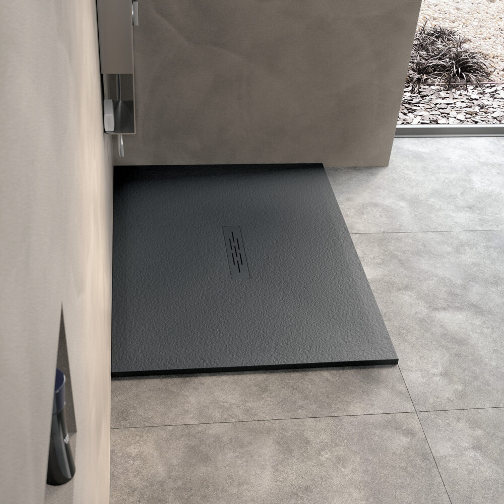 Produktbild Duschwanne Kinerock Evo, schwarz in Mondgesteinoptik (90 cm X 120 cm)