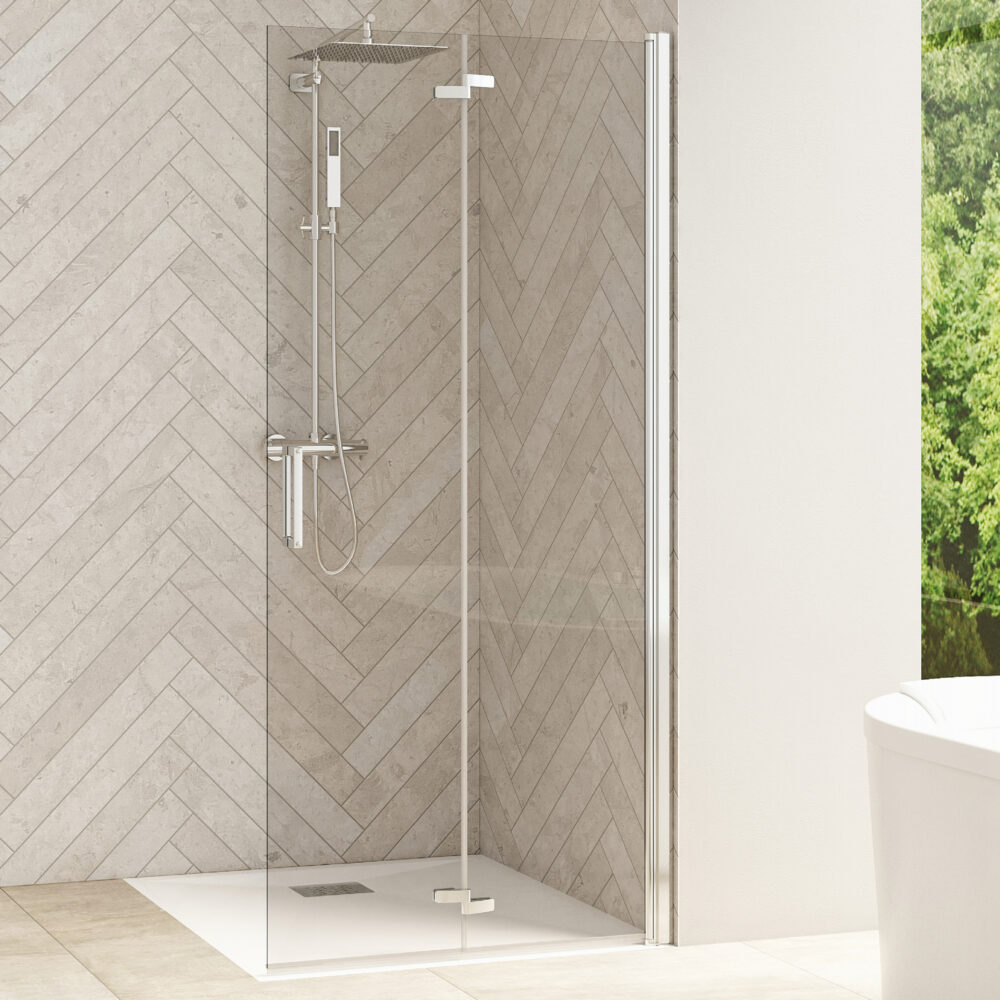 Produktbild Duschwand Solo S mit Klarglas und Profil in Chrom